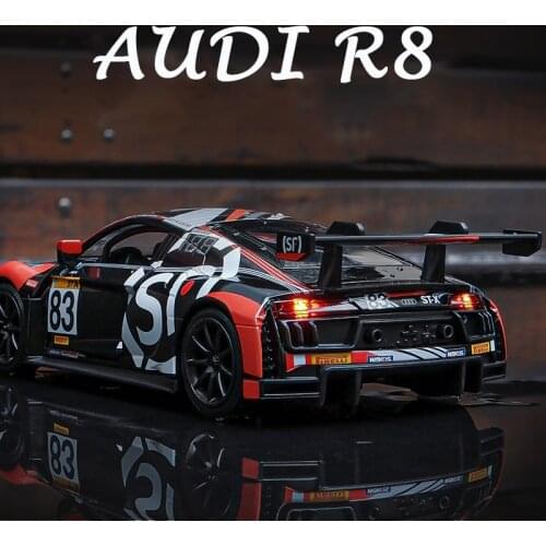 1/32 Audi R8 Metal Vehicle Diecast Pull Back Cars Model Toys for Boy Collection Xmas Gift Office Home Decoration