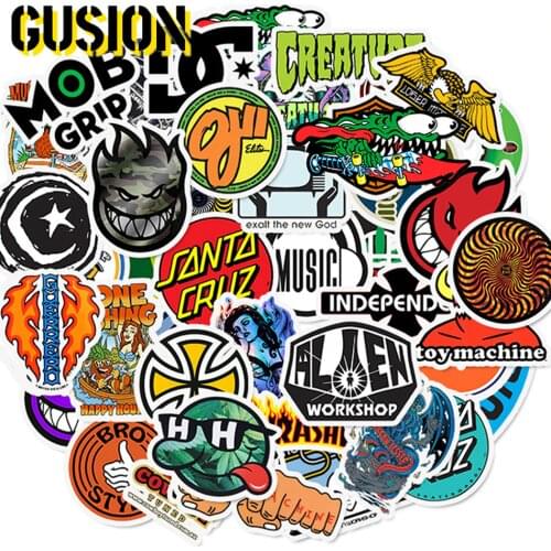 10/30/50pcs/Pack Fashion Cool Logo Stickers Skateboard Guitar laptop Motorcycle luggage Waterproof PVC Graffiti Sticker Kids Toy