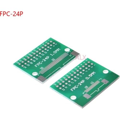10PCS FPC-24PIN CABLE PITCH 0.5MM 1MM TO DIP PITCH 2.54MM adapter PCB BOARD FFC 24P FPC 24Pin connector WIRE TO DIP24 Converter