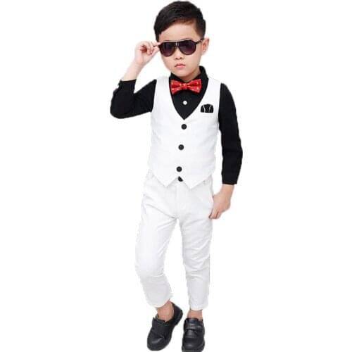 2019 New Vest Pants 2PCS Kids Wedding Suit Brand Flower Boys Formal Tuxedos School Suit Kids Spring Clothing Set For 2-12 Years