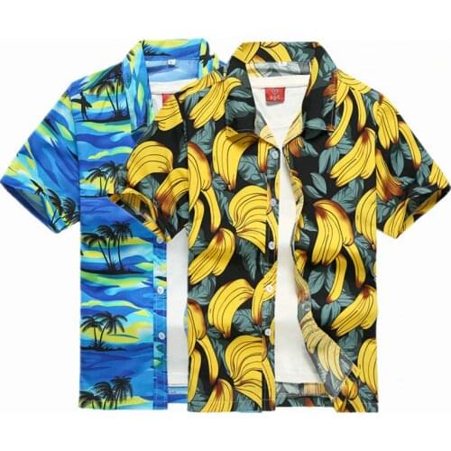 2021 New Male Hawaiian Shirts Fashion Mens Casual Button Hawaii Print Beach Short Sleeve Quick Dry Top Blouse M-5XL