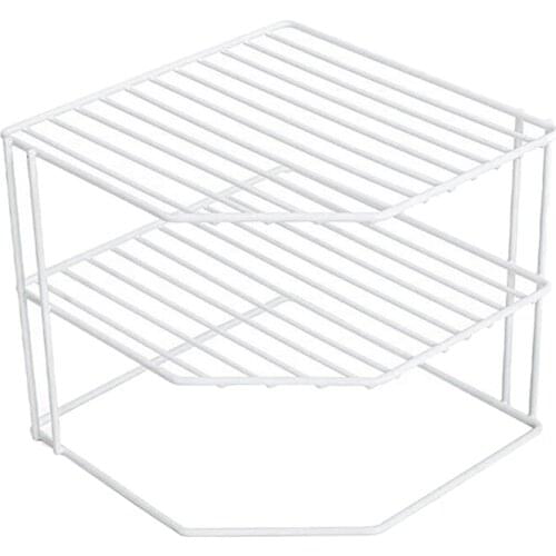 3-Tier Kitchen Corner Shelf Rack-Metal Frame-Rust Resistant Finish-Cups, Dishes, Cabinet & Pantry Organization-Kitchen (9 x 8 In