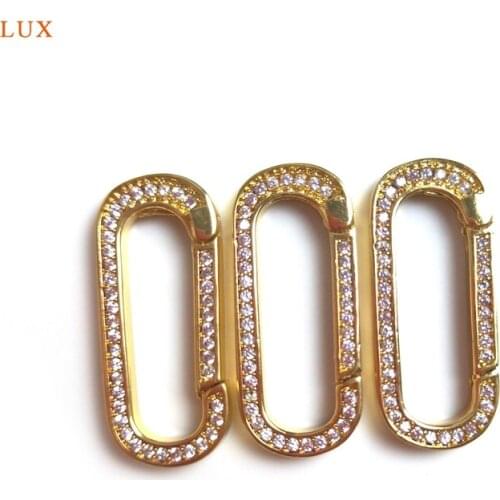 5pc Shiny Gold Oval Screw Clasp Cz Oval Screw Clasp Micro Pave Screw Clasp Clasp Pendant Push Clasp Screw Clasp Oval Lock Set Y