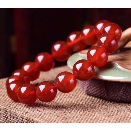 6mm/8mm/10mm Jade Carnelian Tumbled Bracelet Jewellry (Yellow & Red) Round Bead for Women Men Healing Reiki Bangle Natural LK4D3