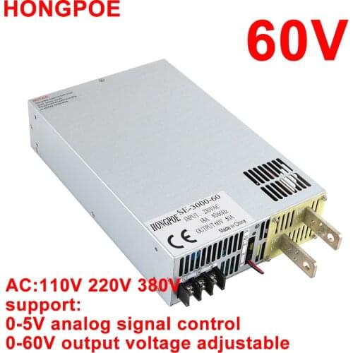 NEW 60V Power Supply 60V 0-5V Analog Signal Control AC-DC High Power 0-60V Adjustable Power DC60V Transformer Power Supply