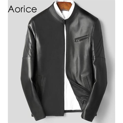 Aorice Men Genuine Sheep Skin Leather Jacket Coat Male Brand New Real Casual Leather & Suede Suit Jackets Coats MT169