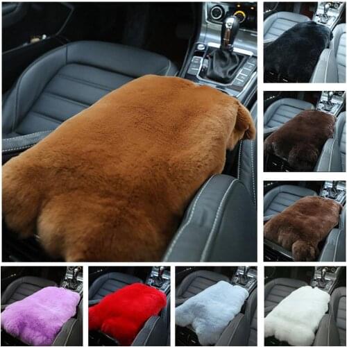 Car Furry Armrest Box Pad Cover Center Console Box Armrest Pad for Car Real REX RABBIT HAIR Fur Soft Fluffy Auto Universal Fit