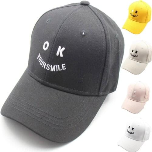 Men Women Baseball Cap Embroidery OK Your Smile Face Cotton Kpop Hats Sport Dancing Dad Hat Adjustable Hip hop Snapback Cap