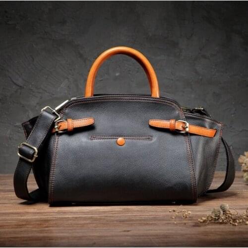 Cowhide Big Vintage Women Capacity Totes Handbag Genuine Leather Crossbody Bag 2020 Retro Fashion Casual Ladies Shoulder Bags