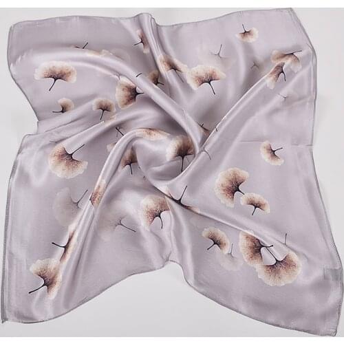 [BYSIFA] New Grey Black Ladies Pure Silk Scarf Fashion Simple Small Square Scarves All-Match Black Beige Neck Scarf Bag Ribbons