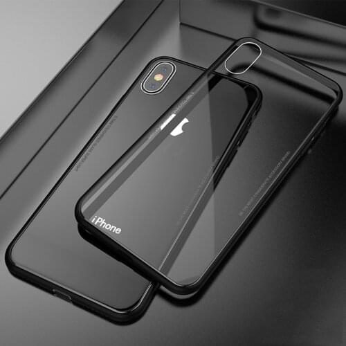 RZP Tempered Glass Case For iPhone X iPhone 8 7 6s Plus Phone Cases Luxury Ultra Thin Transparent Glass Cover For iPhone X 7 8 6