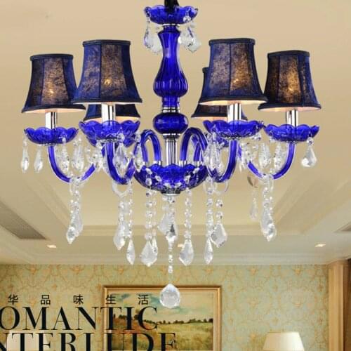French romantic crystal chandeliers lamp ceramic art metal big LED crystal chandeliers 6 lights handmade glass artist lighting