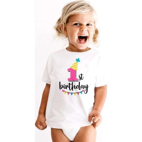 Kid Baby Boys Girls Happy Birthday Number 1-9 Print T Shirt Summer White T-shirt Kids Birthday Present Number Print Clothes