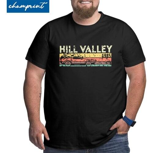 Hill Valley 1985 T-Shirts Men T Shirts Back to the Future Time Travel Movie BTTF Big Tall Tee Shirt Plus Size 6XL Tops