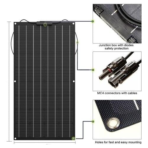 100W black ETFE flexible solar panel, generating electricity