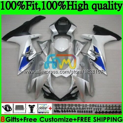 Injection For SUZUKI GSXR 600 750 GSXR750 11 12 White silvery 13 14 15 39BS.8 K11 GSXR600 2011 2012 2013 2014 2015 2016 Fairing