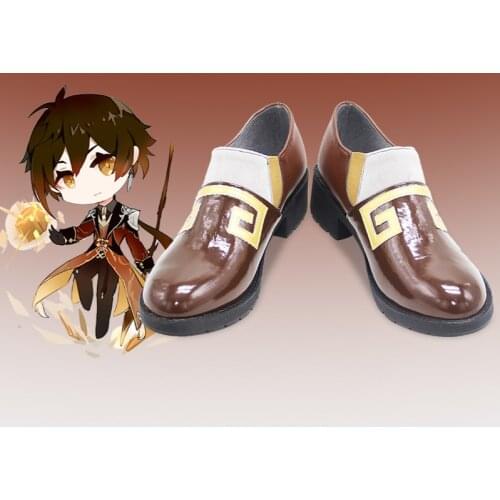 Genshin Impact Zhongli Brown Shoes Rex Lapis Geo Archon Morax Halloween Carnival Cosplay Shoes Accessory