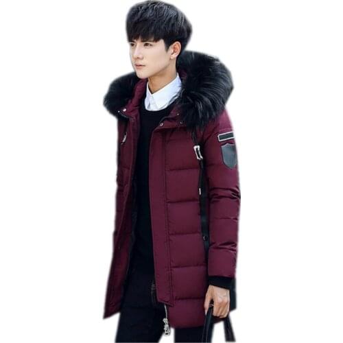Luxury Raccoon Fur Collar Hooded Mens Winter Jackets And Coats Slim Causal High Quality White Duck Down Jacket Men Parka FYY138