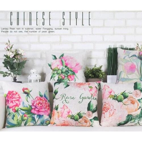 Rose Flower Pattern Square Pillow Hugs Cushion for Home Decor Sofa Car Travel Pillow Neck Sleeping Pillows Pillowcase 40*40cm
