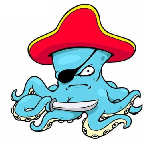 Hot Interesting Car Stickers and Decals Pirate Octopus with Red Hat and Dagger KK Vinyl for Window Bumper Car Applique KK13*13cm
