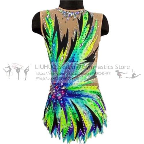 LIUHUO Figure Skating Dress Womens Girls Rhythmic Competition Unitard Ballet Dance Leotard Artistic Costume
