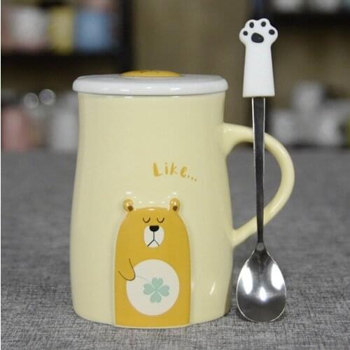 Cartoon Cup Custom Made Mug Relief Ceramic Cup Cute Cartoon Bear Milk Coffee Cup Breakfast Cup