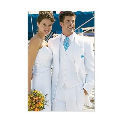 2017 Latest Coat Pant Design White Wedding Suits for Men Prom Jacket Slim Fit Tuxedo Custom Groom Suit 3 Piece Blazer Masculino