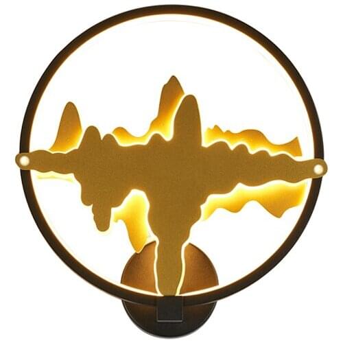 Chinese Style Living Room Mountains Wall Lamp Round LED Wall Light Gold Decorative Lamp Creative Bedroom Bedside Scenery Lamp