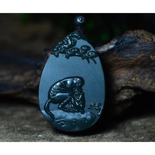 Natural Xinjiang Hetian Jade Green First Class Fine Material Zodiac Monkey Pendant hp383