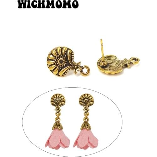 New Fashion 17mm 10pieces/bag Retro Zinc Alloy Scallop Shape Earring Base Connectors Linkers for DIY Earring Jewelry Accessories