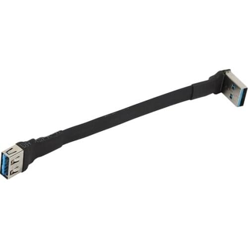 USB 3.0 Cable Flat USB Extension Cable Male to Female Data Cable Right Angle 90 Degree USB3.0 Extender Cord, 30cm