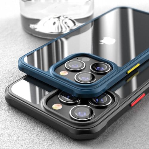 Shockproof Bumper Armor Phone Case For iPhone 13 12 11 Pro Max XR XS Max X 7 8 Plus 12 13 Pro 11 Transparent Acrylic Back Cover