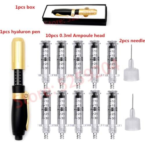 High Pressure Hyaluronic Acid Pen Meso Injection Gun Hyaluron Pen 0.3ml Head Gold Hyaluronique Acid Pen Lip Filler Beauty Tool