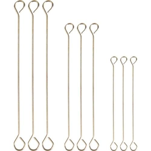 200Pcs/Lot Gold Silver Color Double Eye Pin Charm Earrings Connect Rod For DIY Jewelry Pins Making Handcraft Supplies