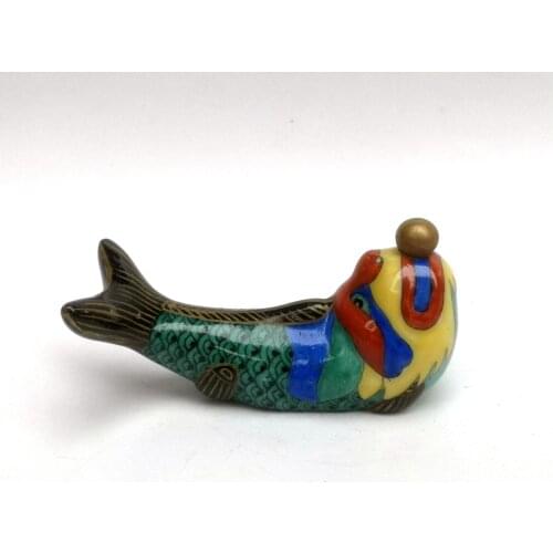 YIZHU CULTUER ART Unique Signature Old Collected China Porcelain Painting Dragon Fish Snuff Bottle Family Decoration Gift