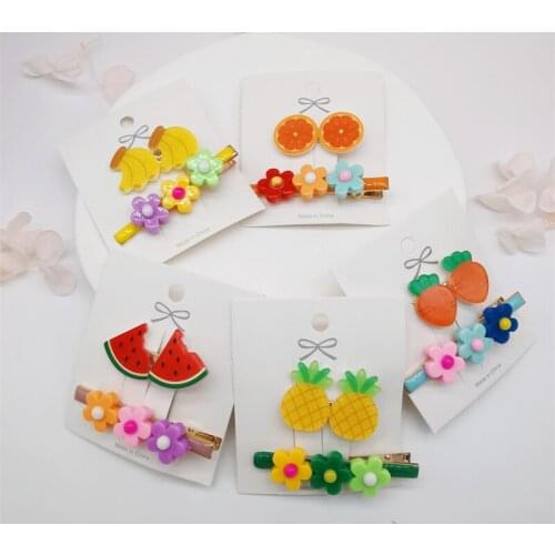 2pcs/lot 2021 Princess Vintage Shining Kids Barrettes Headwear Flowers Fruit Hairpins Children Hair Clips For Girls Accessories