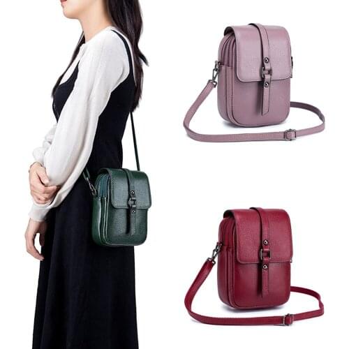 Diagonal Bag Women Genuine Leather Mobile Phone Bag Multifunctional Mini Bag Women Summer Mobile Phone Bag Wallet Card Holder