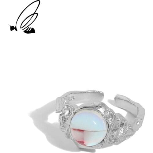 SSTEEL Sterling Silver 925 Opening Rings Minority Surface Slightly Inlaid With For Women Minimalist Boho 2021 Trend Jewelry