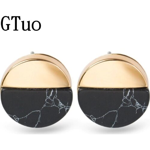 New Circle Triangle Geometric Earrings for Women Wedding Fashion Jewelry Simple Marble Pine Stone Earings Boucle D'oreille