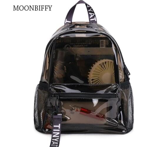 Clear PVC Women Backpack Transparent Fashion Solid Backpack Travel School Backpack Bag for Teenage Girls Mochila Children