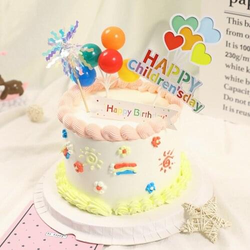 1 set Rainbow Color Balloon lollipop Cake Topper Brithday Decorating Happy Brithday Party Decor Kids Party