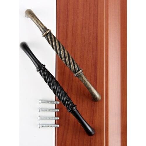 1pc 137mm Zinc Alloy Handle Antique Bronze/Black Twist Pattern Bar shape Pull w/screw Knob Drawer/Kitchen/Cupboard Modern Simple