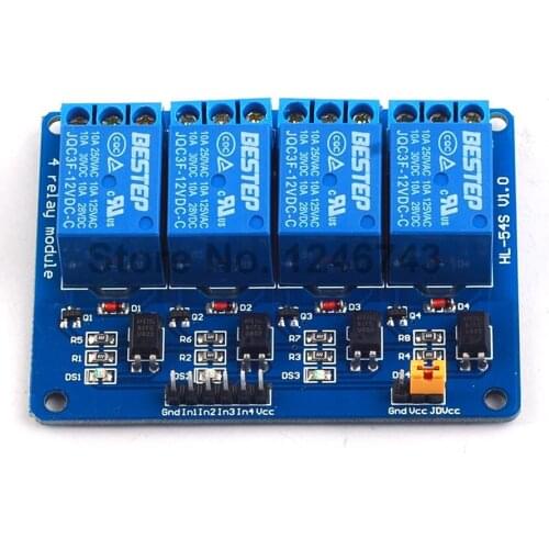 10pcs New 4 Channel Relay Module relay expansion board 12V 24V Low level triggered 4 way relay module for arduino