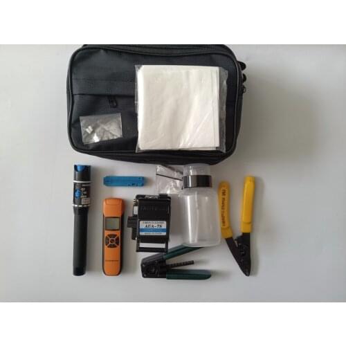 16pcs/Set FTTH Fiber Optic Tool Kits with Fiber Cleaver -70~+10dBm Optical Power Meter Visual Fault Locator 5km Freeshipping