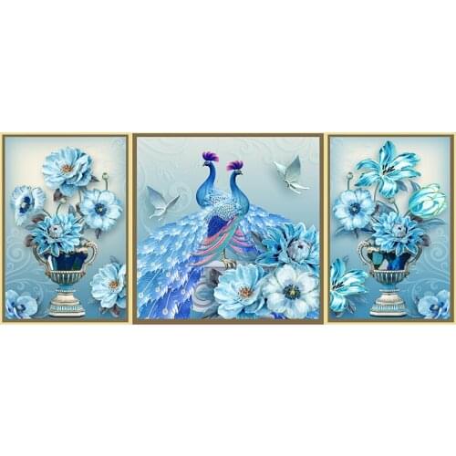 3Pcs 5D DIY Multi-picture Diamond Painting Peacock Full Round Diamond Mosaic Animal Cross Stitch Embroidery Rhinestones Gift