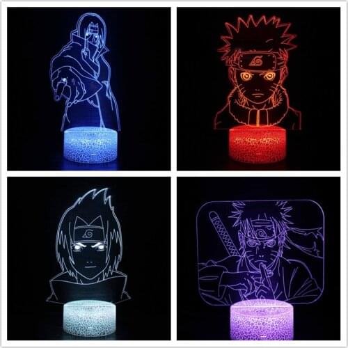3d Illusion Led Night Light Anime Naruto Figure Namikaze Minato Uchiha Itachi Hatake Kakashi Nightlight Desk Lamp Kid Manga Gift