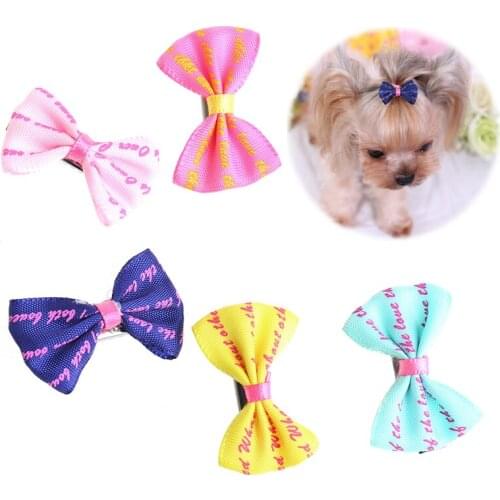 5Pcs Beauty Pet Grooming Accessories Colorful Cat Dog Hair Bows Hair Clip