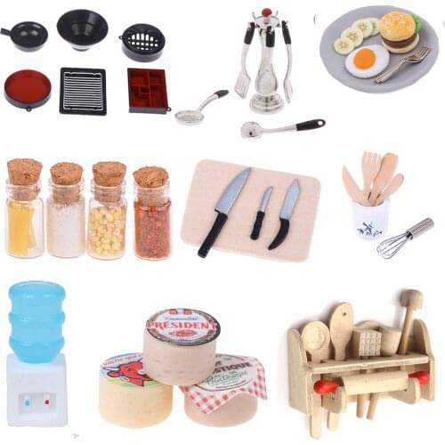1set or 1pc Dollhouse Miniature Accessories Shovel Soup Spoon Storage Holder Kitchen Cooking Tool Utensils for Decoration Toy