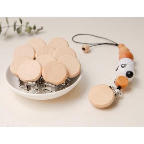 5 Pc New Baby Wooden Clips Baby Pacifier Holder Dummy Clips DIY Pacifier Chain Infant Feeding Accessories Soother Clasp Metal