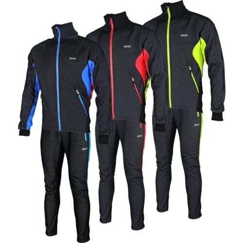 ARSUXEO Mens Winter Cycling Set Windproof Waterproof Thermal MTB Jacket Outdoor Sport Fishing Camping Hiking Cycling Sets